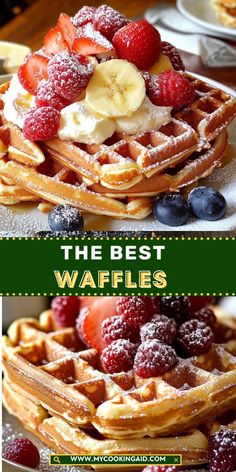 Want to make the best waffles at home? This easy recipe guarantees crispy edges and a soft, fluffy center. Customize with berries, syrup, or whipped cream for a delicious breakfast! Best Easy Waffle Recipe, Hotel Waffle Recipe, Fruit Waffle Recipe, Waffle Maker Recipes Breakfast, Waffle Iron Recipes Easy, Krusteaz Waffle Recipe, Dinner Waffles, Waffles From Scratch, Waffle Mix Recipes