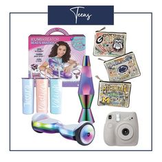 an assortment of items that include a camera, toothbrush, and other things to use