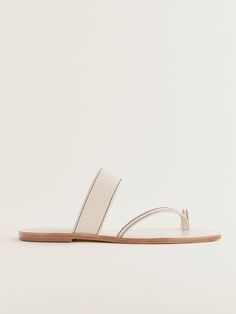 Not complicated. Shop the Sawyer Flat Sandal from Reformation, a flat sandal with a strappy upper and square toe. Classic Toe Loop Sandals For Spring, Classic Double Strap Sandals For Summer, Time Clothes, Heads Up, New Tops, Linen Clothes, Vintage Linens, New Bag, Leather Working