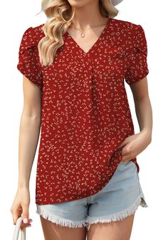 PRICES MAY VARY. Lightweight and Breathable: Our women's chiffon blouse is made with soft and breathable fabric that feels comfortable against the skin. Available in sizes S-2XL, the loose fit ensures maximum comfort for all body types. Stylish Design: Featuring a split V-neckline, cap ruffle split sleeves, and a boho floral print, this chiffon blouse can be dressed up or down, making it perfect for any occasion. Versatile: Pair this blouse with jeans, leggings, or skirts for a chic look that tr Good Morning Routine, Morning Routine Ideas, Blouse Size Chart, Bear Clothes, Work Vacation, Women Chiffon Blouse, Business Casual Top, Routine Ideas, Chiffon Blouses