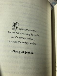 an open book with the words song of jezelia written in black on it