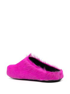 Slip your feet into a cloud of comfort and style with these casually luxurious slippers. Crafted with care, they're perfect for a laid-back day or a quick jaunt outside. You might forget you're even wearing them—until someone compliments you. Fuchsia pink calf hair and leather for a bold statement Easy slip-on style for convenience Round toe design for added comfort Durable rubber sole for reliable traction Made in Italy with top-tier craftsmanship Perfect for the Fall/Winter 2024 season Availab Marni Sandals, Fuschia Pink, Faux Fur Slippers, Latest Fashion Design, Leather Cap, Boot Pumps, Orange Leather, Sandals Brands, Calf Hair