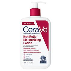 Developed with dermatologists and formulated with the anti-itch ingredient, Pramoxine Hydrochloride 1%, CeraVe Itch Relief Moisturizing temporarily relieves itching due to insect bites and sunburn, as well as helps soothe dry skin. The formula also contains three essential ceramides (1, 3, 6-II) to help repair and restore the protective skin barrier. With ceramides 1, 3 and 6-II. Pramoxine Hydrochloride for itch relief. Steroid-free. Fragrance-free. Sulfate-free. Gentle, non-irritating formula M Relieve Itchy Skin, Dermatologist Recommended Skincare, Itching Skin, Itch Relief, Anti Itch, Moisturizing Lotion, Body Moisturizers, Hydrating Serum, Insect Bites