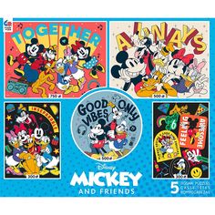 mickey and friends puzzles are shown in three different styles, including one with an image of