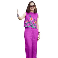 2023 Summer Cotton Women's Set Sleeveless O-Neck Tank Top Wide Leg Pants Two Piece Sets Women Colorful Vest, Oversized Clothes, Bodycon Evening Dress, 2 Piece Sets, Shirt Pant Set, Sleeveless Pullover, Top Pants Set, Sleeveless Crop Top, Set Women