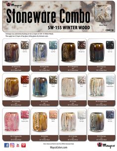 an advertisement for stoneware compo with many different colors and designs on the front