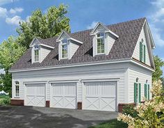 this is an artist's rendering of a two - car garage with dormers