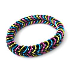 a multicolored bracelet on a white background