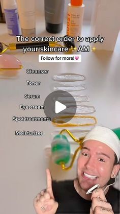 Matt Randon 🧩 on Instagram: "CORRECT ORDER TO APPLY SKINCARE!😱 (follow for more!💗)

#skincarecommunity #skincarejunkie #skincareaddict #skincarereview #skincareproduct #skincareroutines #skincarelover #skincareessentials" Matt Randon, Order To Apply Skincare, Apply Skincare, Skincare Review, Cleanser And Toner, Design Kitchen, Skin Care Essentials, Eye Cream, Follow For More