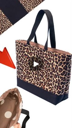 an animal print tote bag is shown with the instructions for how to sew it