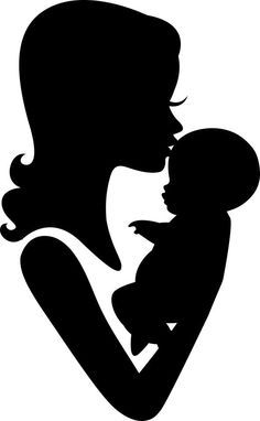 a silhouette of a woman holding a baby in her arms with the word love written on it