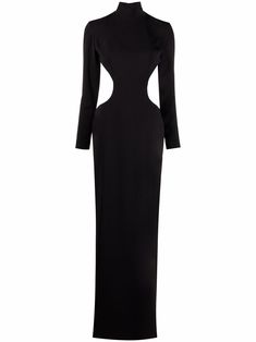 black open back cut-out detailing high neck concealed rear zip fastening long sleeves rear slit floor-length High Neck Evening Gown, Sequin Ball Gown, Black Sequin Dress, Silk Crepe, Black Sequins, Evening Gown, Jacket Dress, Evening Gowns, Open Back