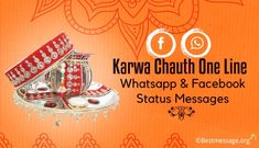 an advertisement for karwa chauth one line whatsapp and facebook status messages