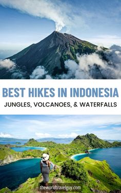 the best hikes in indonesia, jungles, volcanos and water falls with text overlay