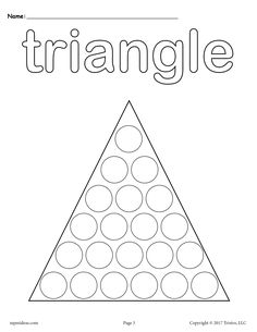 a triangle with circles and the word triangle on it, which is in black and white