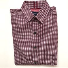 Robert Grahn Stunning Trendy Stripe Mens Shirt Stripe Red Burgundy Pattern Contrast Cuffs Size S Small Detail Button Within Collar-Review Picture Spice The Look With Blue White Denim Jeans Open Shirt Underneath White T-Shirt Finish Look With Favorite Watch Metal Bracelet Cuff Leather Wrist Accessories Excellent New Condition Nwot Review Pictures For Additional Details Pictures Color May Vary Due To Lighting Thank You For Stopping By! Quick Shipping Bundle2+More Great Discounts Accept Reasonable Red Collared Slim Fit Shirt, Fitted Red Button-up Dress Shirt, Red Slim Fit Button-up Shirt, Red Shirt With Button Closure And Casual Collar, Classic Burgundy Button-up Shirt, Red Slim Fit Shirt, Red Slim Fit Shirt For Semi-formal Occasions, Semi-formal Red Shirt With Spread Collar, Red Semi-formal Shirt With Spread Collar