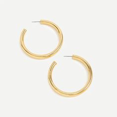 J.Crew: Gold Hoop Earrings For Women Heart Hoop Earrings, J Crew Jewelry, Pearl Hoop Earrings, Circle Earrings, Chain Earrings, Pearl Drop Earrings, Gold Hoop, Matte Gold, Gold Hoop Earrings