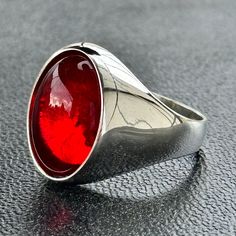 Silver Handmade Ruby Stone Ring , Natural Ruby Ring , Oval Red Stone Ring , Ottoman Style Handmade Ring , Father's Day Gift, Gift for Men ★Item Details * Gender : Male / Female * Material : 925K Sterling Silver * Total weight : 12 Grams * Gemstone : Ruby  Stone ✔ Ready to Ship in 1-2 Business Days .. ✔ Shipped to the Worldwide 1-5 business days with free shipping... ✔ The product will be sent to you with a handmade wooden box to avoid any damage during shipping... ✔ Visit our store, browse other Classic Red Oval Cabochon Signet Ring, Vintage Red Signet Ring With Oval Cabochon, Vintage Red Oval Cabochon Signet Ring, Red Oval Cabochon Ring, Red Oval Cabochon Ruby Ring For Gift, Red Oval Ring With Polished Finish, Handmade Modern Oval Signet Ring, Modern Handmade Oval Signet Ring, Red Polished Finish Signet Ring As Gift