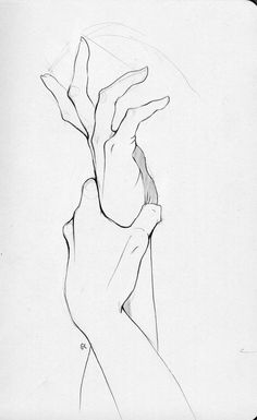 a black and white drawing of a woman's hand