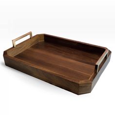 a wooden tray with handles on it