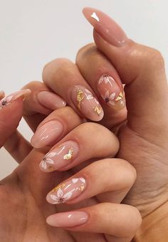 Subtle Nails, Minimal Nails, Floral Nail Art, Prom Nails, Short Acrylic Nails