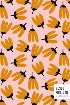 an orange and black pattern on a pink background with the words elsie meuler