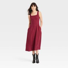 Women's Fit & Flare Midi A-Line Dress - Universal Thread™ Red XS Red Target, Lyocell Fabric, Target Dress, Target Dresses, Midi Slip Dress, Church Dresses, Ballet Dress, Red S, Fitted Style