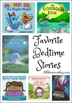 some children's books with the title favorite bedtime stories written on them and an image