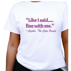 This fashion-forward, unisex cotton T-shirt is sure to make a (stylish) statement. Featuring an instantly recognizable "Like I Said” print, it is perfect for those who want to make a bold statement with their wardrobe. Express yourself with this unique and comfortable T-shirt in classic white or black. I Said, Classic White, Cotton T Shirt, Cotton Tshirt, Fashion Forward, Express Yourself, White And Black, Wardrobe, Purple