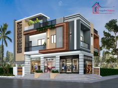 3d elevation Elevation Home Design, 3d Elevation Design, Home Front Elevation, House Design 3d, Commercial Design Exterior, Building Front