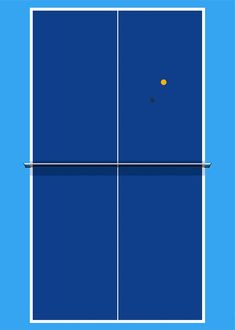 a blue tennis court with two yellow balls