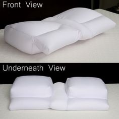 two pictures show the same pillow on top of each other, and one shows an unidentifiable view