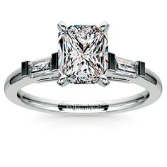 Refined lines contrast beautifully with sparkling diamonds, making the Baguette Radiant Diamond Ring in White Gold a great choice when it comes to popping the question, or simply indulging the love of your life! http://www.brilliance.com/engagement-rings/baguette-diamond-ring-white-gold-1/3-ctw Luxury Baguette Cut Rings With Side Stones, Baguette Cut Diamond Ring With Side Stones, Fine Jewelry With Baguette Cut Side Stones, Luxury Baguette Cut Jewelry With Side Stones, Baguette Cut Side Stones Jewelry For Anniversary, Classic Rectangular Diamond Ring With Baguette Diamonds, White Gold Baguette-cut Jewelry With Side Stones, White Gold Baguette Cut Jewelry With Side Stones, Classic Jewelry With Baguette Cut Side Stones