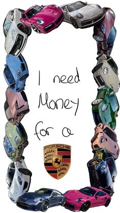 a bunch of cars that are in a circle with the words i need money for o