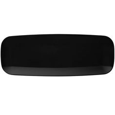 a black rectangular plate on a white background