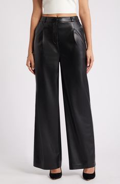 Wide-legged pants are cut from buttery faux leather that boasts all the luxe swagger of the real deal. Zip fly with hook-and-bar closure 100% polyester with polyurethane coating Machine wash, tumble dry Imported Faux Leather Wide Leg Pants, Leather Wide Leg Pants, Pants Nordstrom, Leather Pants Women, Natural Tan, Nordstrom Store, Fabric Gifts, Free Fabric, Leather Leggings