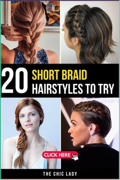 Discover the top 20 short braid hairstyles to try this year and refresh your look with these trendy and stylish options. From cute mini braids to elegant braided pixies, these hairstyles are perfect for adding a touch of flair to your short hair. Whether you’re preparing for a special event or simply want to update your everyday look, these braided styles offer a chic and modern twist. 

ShortBraidHairstyles #BraidedHair #ShortHair Braids Hairstyles Fine Hair, French Braid Ponytail Short Hair, Braids For Short Hair Easy, Short Braid Hair, Medium Lenth Hair, Braid Hair Ideas, Braid Headband Tutorial, Short Braid Hairstyles, Braid Hair Style