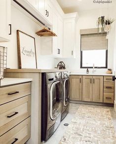 an instagram photo of a washer and dryer in a kitchen