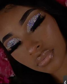 Wolf Hairstyle, Aesthetic Wolf, Black Makeup Looks, Birthday Makeup Looks, Shimmer Lipstick, Face Beat Makeup, Brown Girls Makeup, Glitter Makeup Looks, Rhinestone Makeup