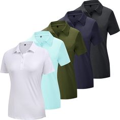 PRICES MAY VARY. Material: Our womens polo golf shirts are made of soft and breatable fabric, and it's strong and resistant to shrinking or stretching over time, making it great for long-lasting clothing items. Polyester dries quickly, making it great for athletic activities or outdoor wear where moisture management is important Size: XS to 2XL are available. Please check the size chart carefully before purchase to make sure that you take the most appropriate size Design: The four-button design Golf Shirts Women, Womens Golf Shirts, Shirts Short Sleeve, Womens Shirt, Shirts Women, Polo Shirt Women, Work Wardrobe, Outdoor Wear, Ladies Golf