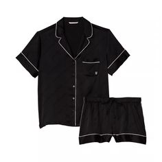 Get Your Beauty Sleep In Our Glossy Set Featuring A Short Sleeve Button-Up And Matching Shorts. Easy Fit Short-Sleeve, Button-Front Top Hits Below Hips Chest Pocket With Embroidered Logo Shorts With Drawstring Tie Waist 3" Inseam Machine Wash Imported Men's Sleep And Loungewear, Purple Lace Top, Vs Pajamas, Silk Pjs, Black Pajamas, White Pajamas, Plaid Pajama Pants, Victoria Secret Pajamas, Red Plaid Flannel