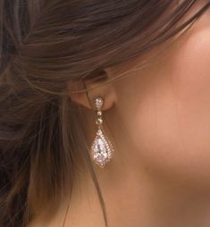 a close up of a woman's ear wearing earrings