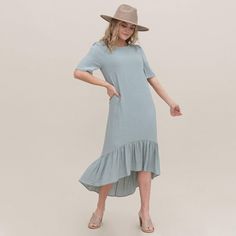 Beautiful Dress In A Versatile Sage Color Perfect For Bridesmaids Or Maid Of Honors. Breezy A-line Spring Dress, Modest Fitted Maxi Dress For Vacation, Modest Short Sleeve Dress For Brunch, Spring Dresses With Ruffle Hem And Flowy Fit, Spring Flowy Dress With Ruffle Hem, Spring Flowy Ruffle Hem Dress, Modest Spring Beach Dress, Modest Beach Dress For Spring, Modest Flowy Summer Dress