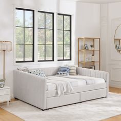 Product Features [Smart Storage Solutions] Designed with 2 storage drawers. This daybed offers ample storage space to keep your belongings organized and within reach. Queen Daybed, Tidy Bedroom, Upholstered Sofa Bed, Daybed With Drawers, Designer Aesthetic, Daybed With Trundle, Daybed Sofa, Trundle Bed