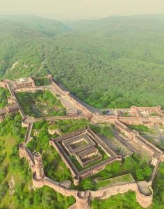 an aerial view of the great wall of china