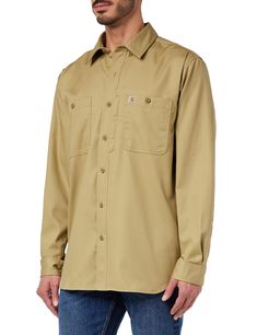 PRICES MAY VARY. Carhartt Company Gear Collection 5-ounce, 58 percent cotton/39 percent polyester/3 percent spandex Rugged flex durable stretch technology for ease of movement Stain breaker technology releases stains in the wash Wrinkle-resistant for easy care Long Sleeve Work Shirt, Mens Work Shirts, Mens Rugged, Carhartt Long Sleeve, Belly Shirts, Carhartt Shirts, Red Kap, Safety Clothing, Work Shirt