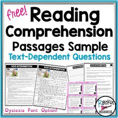 the text - independent questions for reading comprehension passagess with an image