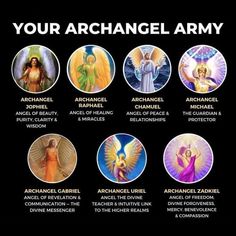 an image of angels with the names of them in their respective colors and fonts