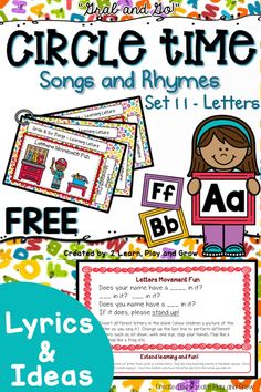 the circle time song and rhymes set 1 - letters with free printables