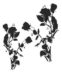 black and white silhouette of flowers on a white background